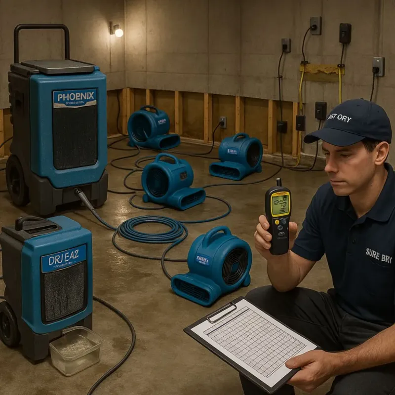Structural Drying and Dehumidification process in North Branford, CT
